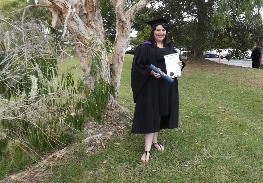 Teegan Hughes at her 2014 graduation with honours from Southern Cross University. Photo contributed by Hughes family.