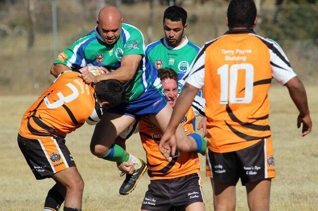 BIG TEST: The Tingha Tigers in action against Armidale last weekend. They will play Glen Innes on Sunday.  PHOTO by GABY WATKINS