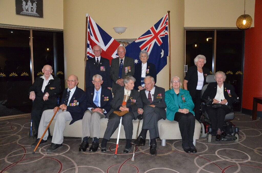 SHARING MEMORIES: Servicemen and women at Monday night’s dinner (back row) George Dixon, Keith Anderson, Quita Duhon, Jean Davidson, (front) John Bourke, Keith Forsyth, Ken Wyndham, Lyn Bellford, John Cooper, Enid Shaw and Roma Fenwick.