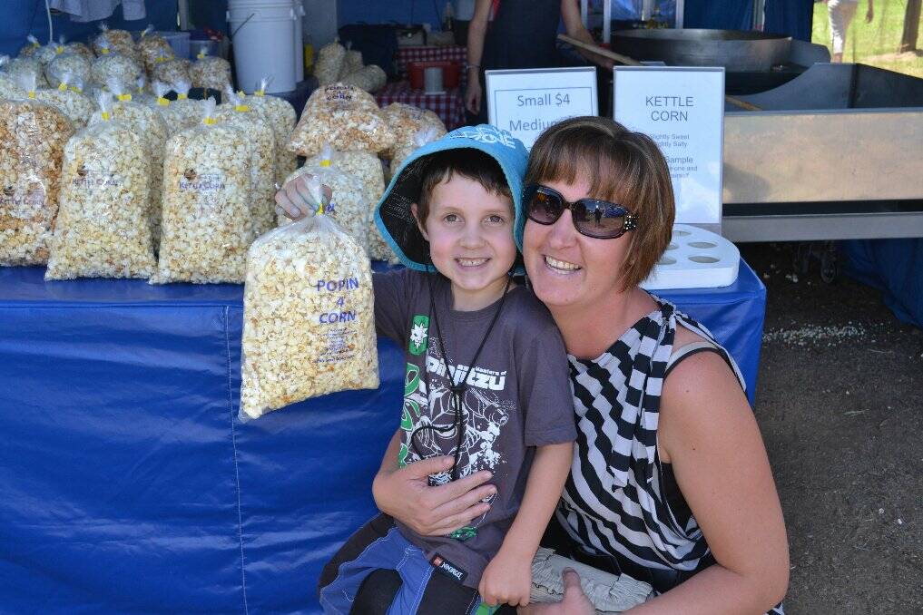 Jayden McIntyre was happy with his bag of popcorn, given him by his mum Jammie.