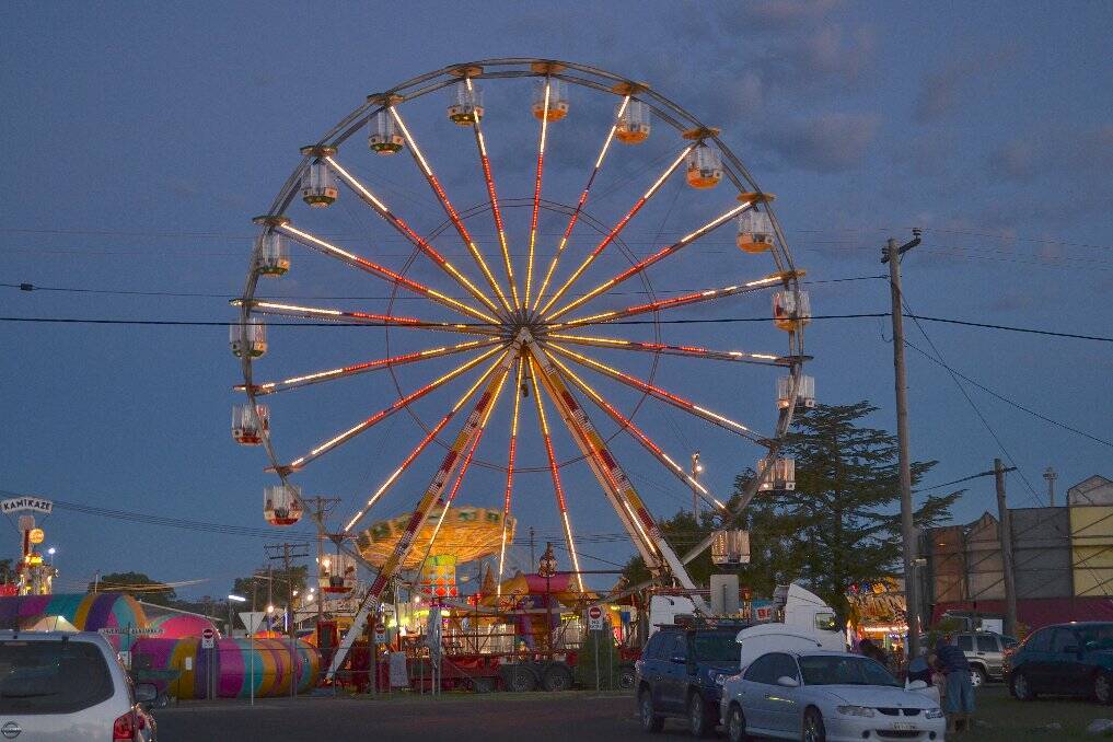 The Ferris wheel lit up the Showground. 