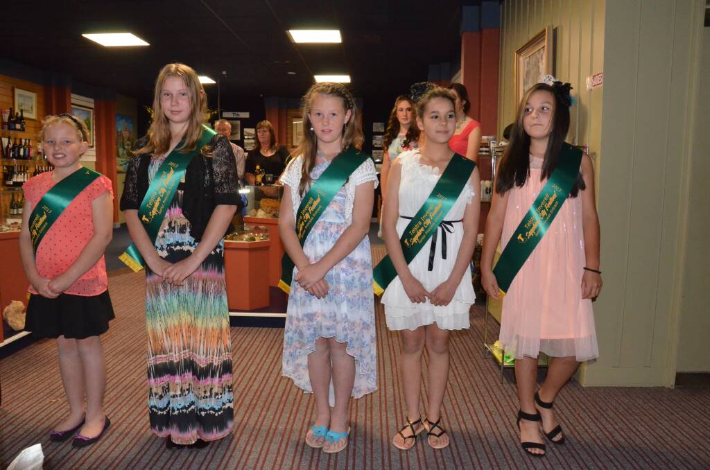 Junior Princess entrants Phoebe Davidson, Lily Stewart, Julia Grant, Caitlyn Kearsey and Indiana Timu.