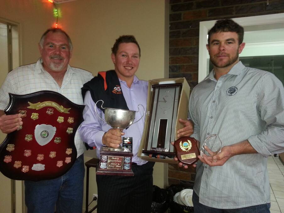 Tingha Tiger of the Year Guy Mepham (centre) with coaches John Dawson and Nick Dawson.